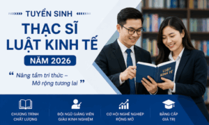 Tuyển sinh Thạc sĩ Luật Kinh tế năm 2026 dành cho học viên có nhu cầu nâng cao trình độ chuyên môn.