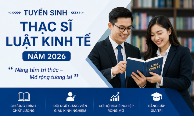 Tuyển sinh Thạc sĩ Luật Kinh tế năm 2026 dành cho học viên có nhu cầu nâng cao trình độ chuyên môn.