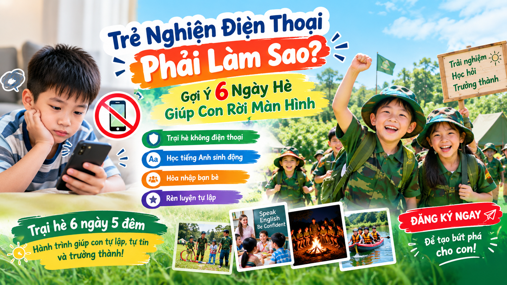 Trẻ Nghiện Điện Thoại: Giải Pháp Trại Hè 6 Ngày 5 Đêm