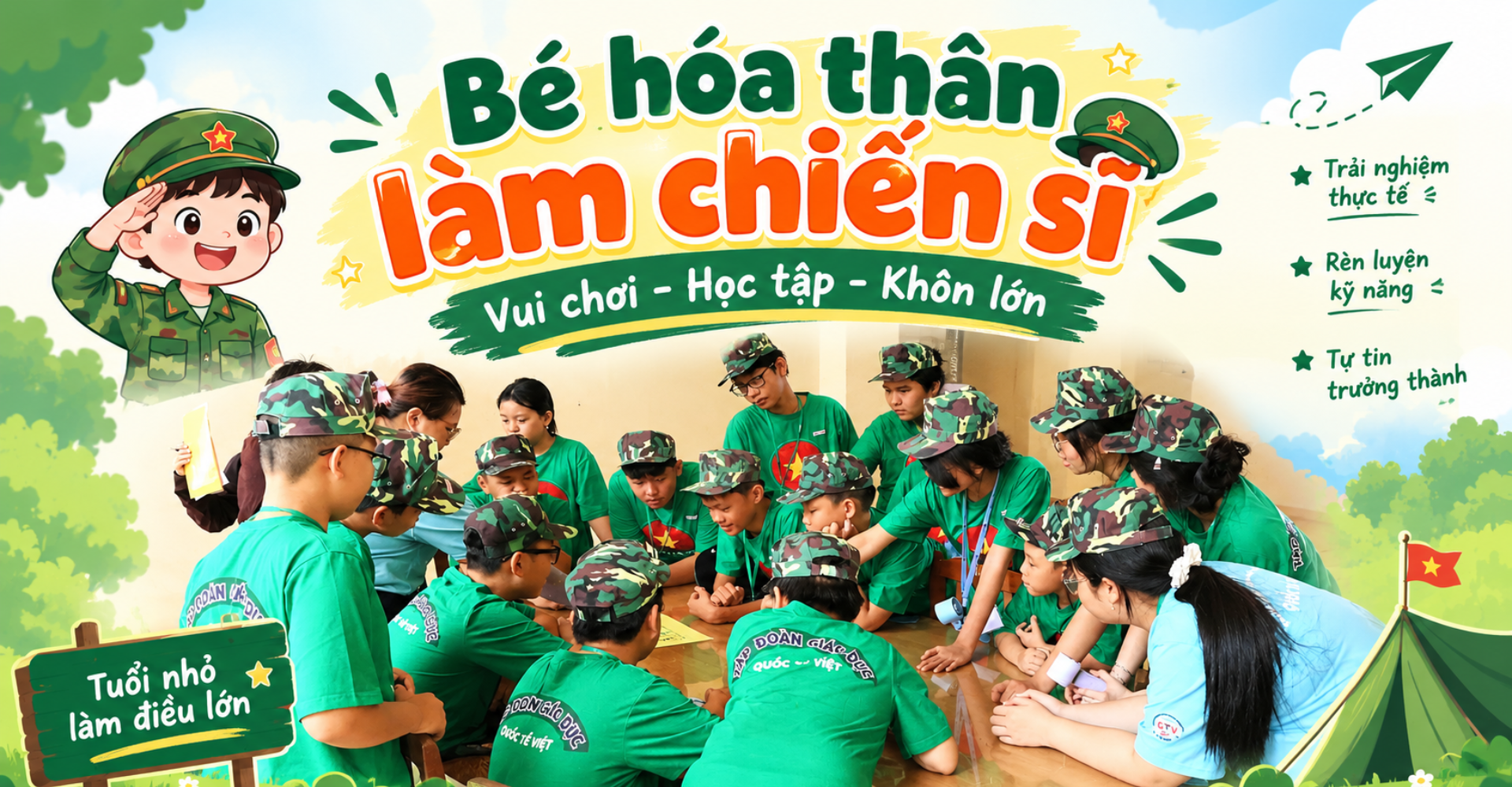 Bé Hóa Thân Thành Chiến Sĩ: Trải Nghiệm Hè 6 Ngày 5 ĐêmBé Hóa Thân Thành Chiến Sĩ: Trải Nghiệm Hè 6 Ngày 5 Đêm