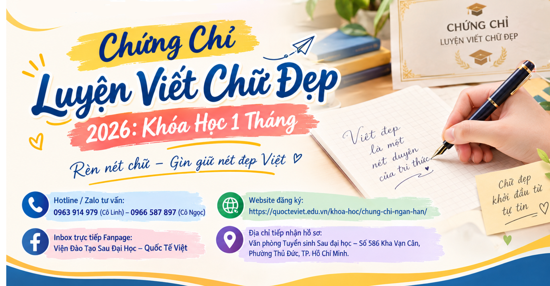 Chứng Chỉ Luyện Viết Chữ Đẹp 2026: Khóa Học 1 Tháng